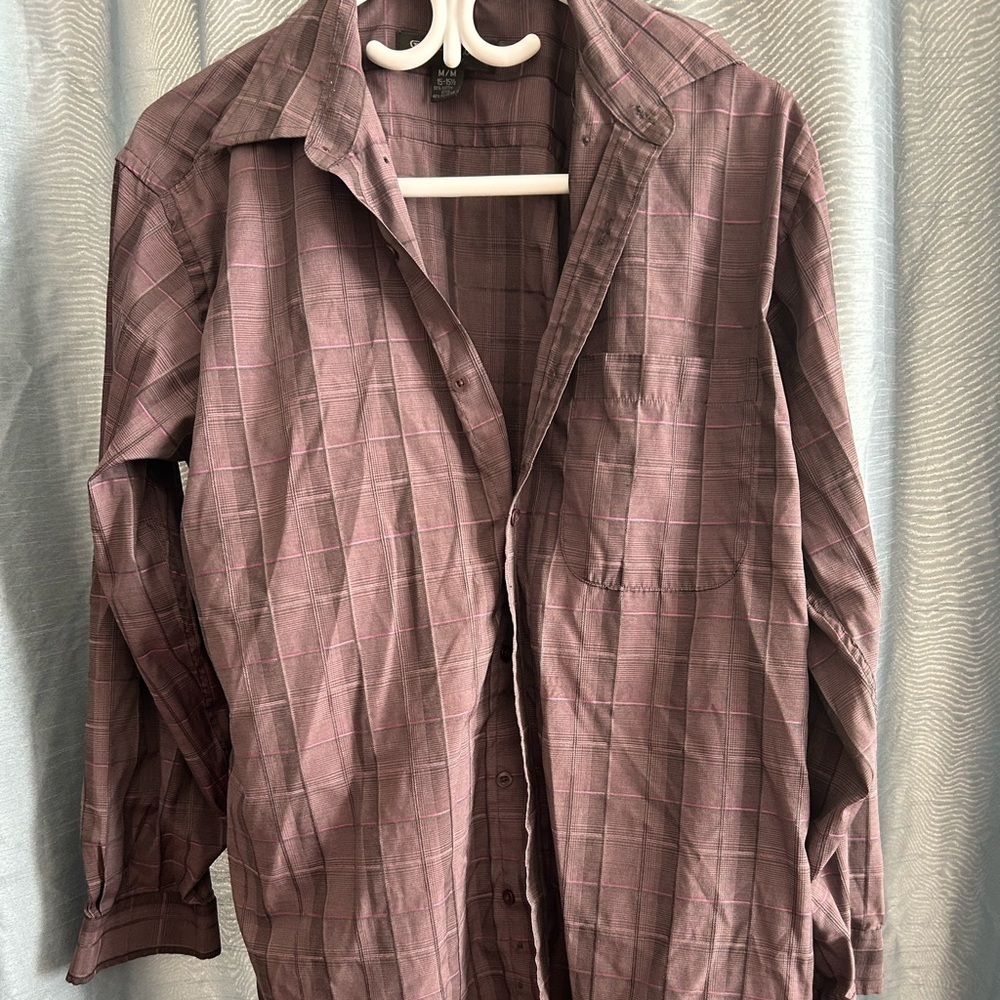 Sergio Louis size med dress shirt- plaid with purple blends of colour- preloved
